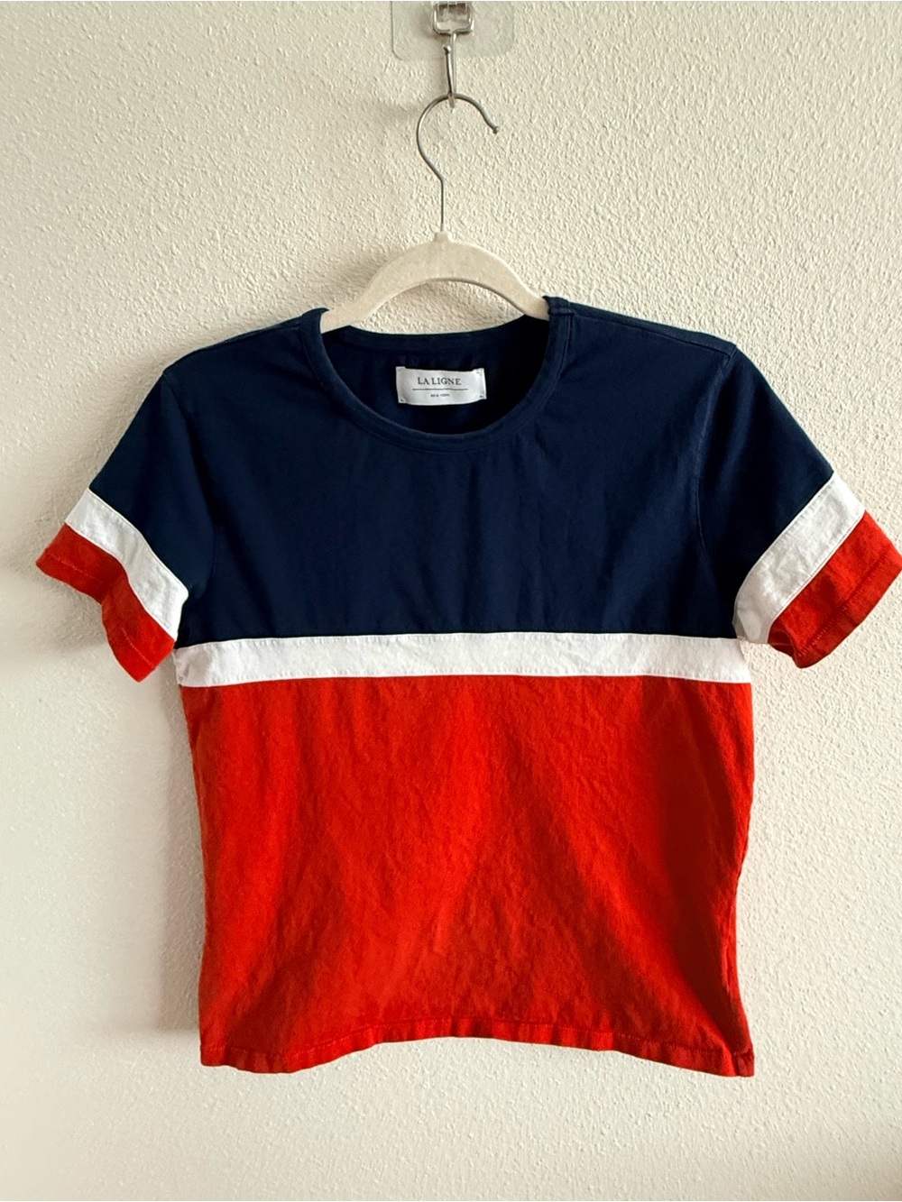 La Ligne Colorblock Red & Navy Tee - Small